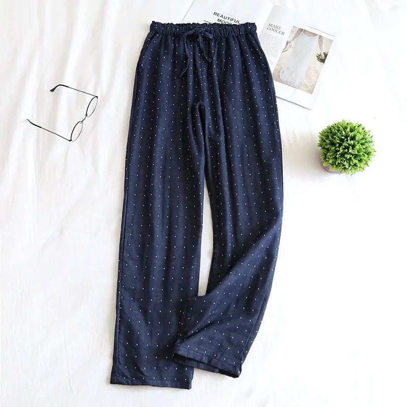 Washed knit cotton plaid summer sleep bottoms women lovers 100% cotton  simple pajamas home trousers