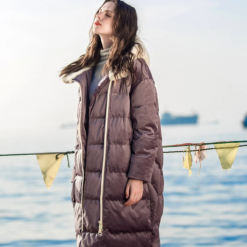 

Down Jacket Women Coat Middle Length 2019 New Solid color Hooded Warm Down Coat Female Outerwear Winter Coat Women AN112