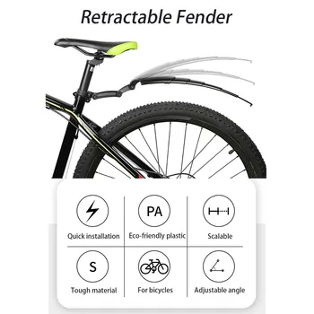 

IN STOCK 2 Pcs Adjustable Bicycle Fenders Mountain Road Bike Mudguard Front Rear MTB Mud Guard Wings For Bicycle Accessories