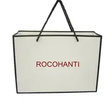 100X роскошный пользовательский фирменный логотип одежда волос подарочная упаковка черная рамка белая карточка переносная бумажная хозяйственная сумка с веревочной ручкой