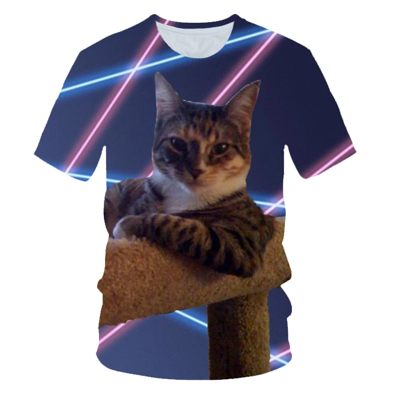 Летняя новинка, женская футболка, Harajuku Kawaii, милый стиль, милая 3d футболка с котом, новая Расслабляющая футболка с коротким рукавом, топы с круглым вырезом - Цвет: DT164