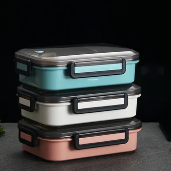 

White/Blue/Pink Lunch box Stainless Steel +PP+ABS Portable Hot 23.5*16.5*7cm