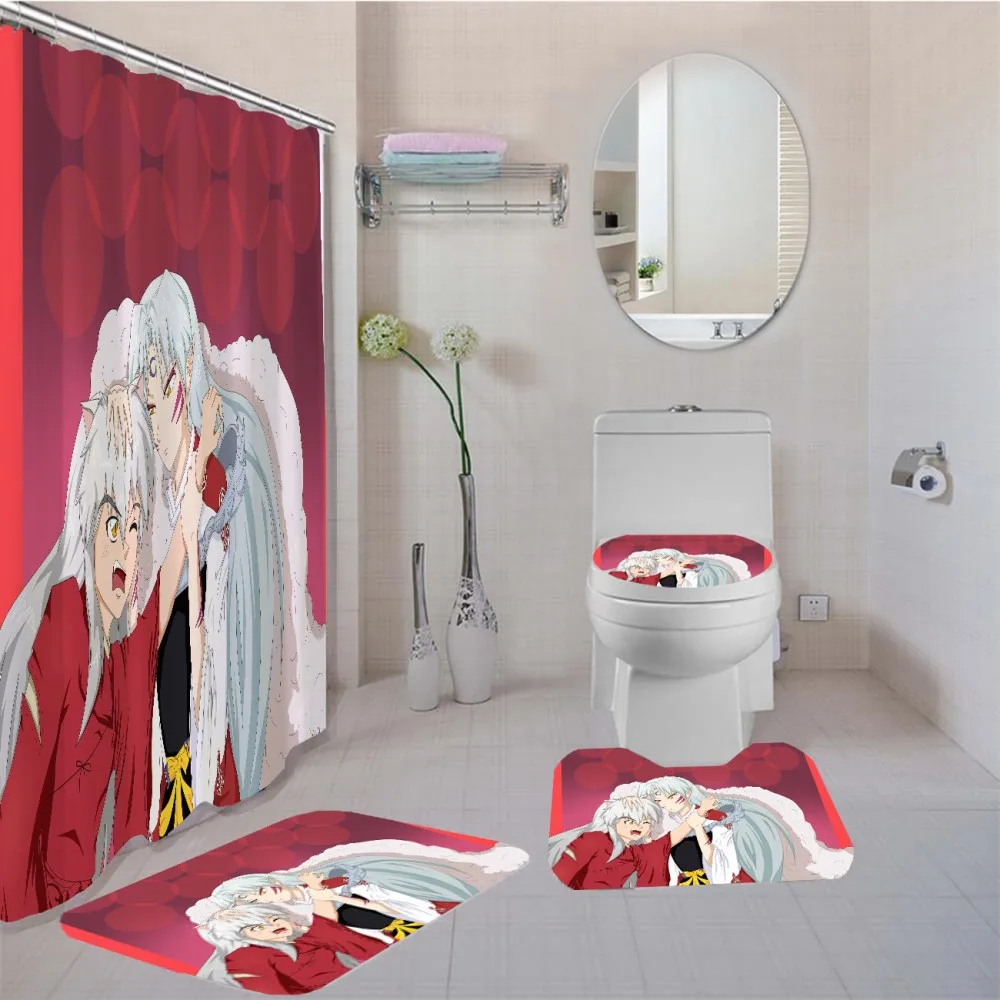 4Pcs Shower Curtain Set for Bathroom Anime My India  Ubuy