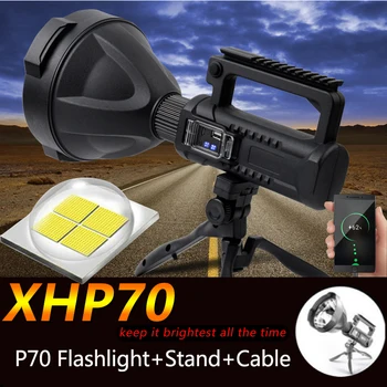 

60000lm XHP70.2 LED flashlight Powerful work light spotlight searchlight flashlight with stand Mountable bracket By expeditions
