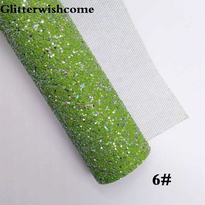 Glitterwishcome 30X134 см мини-рулон, блестящая ткань, винил для луков переливающийся с эффектом блестящей кожи Ткань Винил для луков, GM212 - Цвет: 6