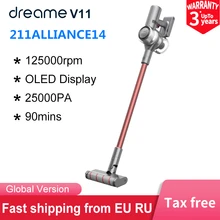 Ручной беспроводной пылесос Dreame V11, ручной пылесос для дома и автомобиля с Oled-дисплеем, многоязычный портативный беспроводной пылесборник 25...