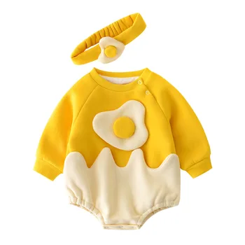 

Fashion Baby Clothes Chic Newborn Baby Rompers Egg Printed Toddler Overalls Warm Baby Jumpsuit infant Outfits Cartoon Pajamas