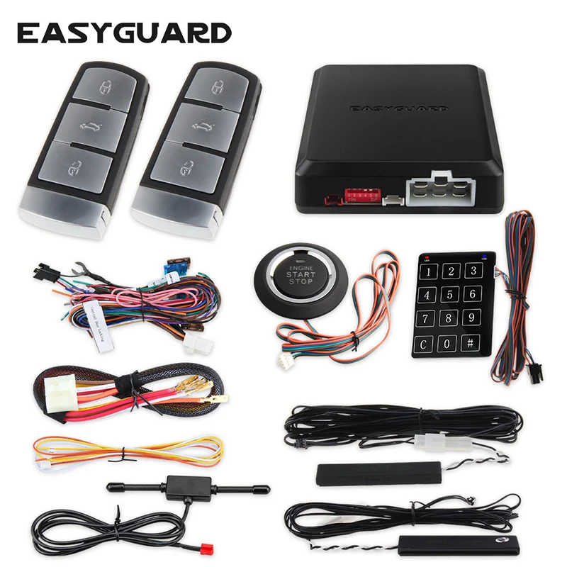 Easyguard Originele PKE auto alarm systeem remote engine start stop drukknop start touch wachtwoord venster close output Easyguard Originele PKE auto alarm systeem remote engine start stop drukknop start touch wachtwoord venster close output