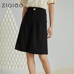 Ziqiao escritório senhora preto terno shorts mulher shorts