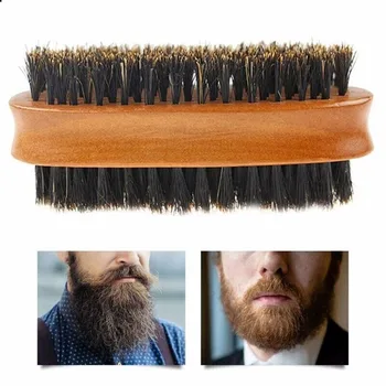 

1pc Wood Handle Men's Beard Brush Men Mustache Brushes Comb Double-sided Facial Hair Brush Male Face Shaving Brush Styling Tool