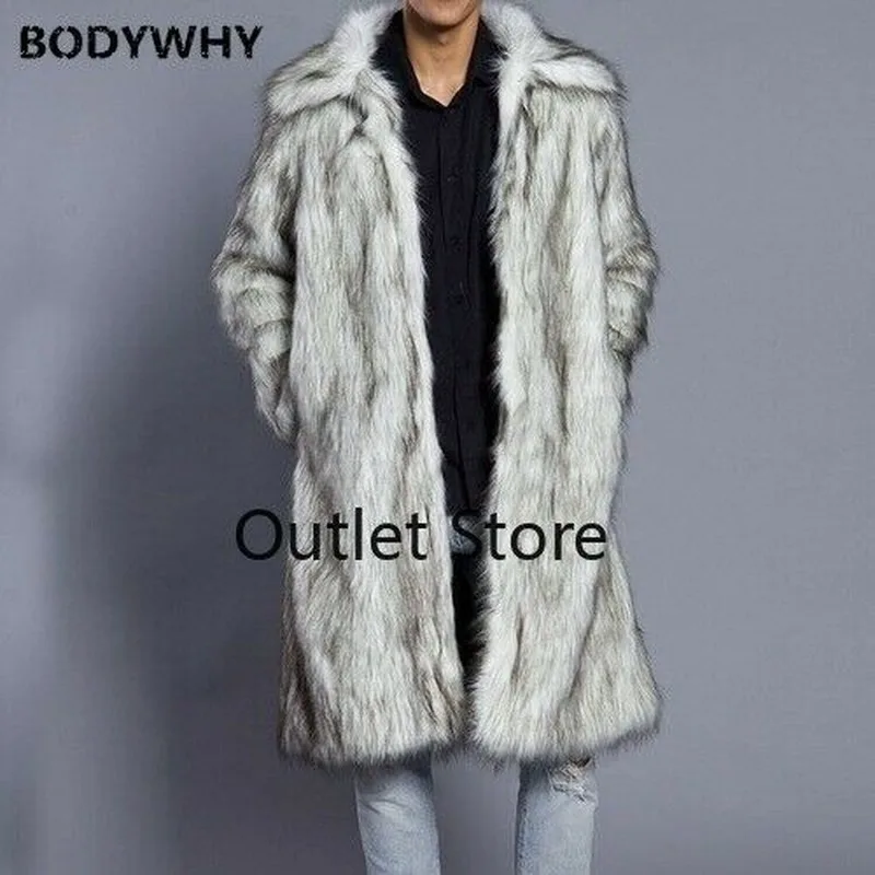 

Autumn Winter Fashion Warm New Men's Square Collar Faux Mink Fur Coat Thick Windbreaker Vintage Overcoat Oversize Outwear