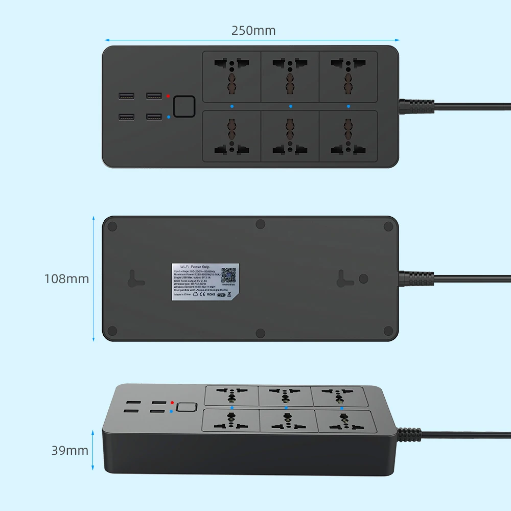 Ʈ  Ʈ WIFI Ϲ 5V3.1A Alexa Googlehome  Ʈ Ƽ ÷ 6AC 4USB  Contro UK/EU/US/AU
