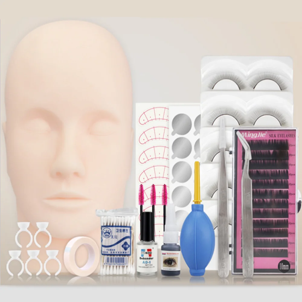 

Eyelash Extension Training Set Practice Mannequin Head Set Lashes Training Head Tool Silicone Mannequin Model Head Eyelash Tools