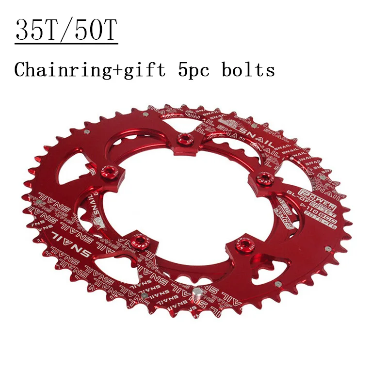 Red-35T-50T bolts BDSNAIL 110BCD цепное кольцо MTB 35 T/50 T дорожный велосипед Горные велосипеды цепь кольцо 8,5 мм болт двойной Овальный алюминиевый сплав коленчатый набор - Цвет: Red-35T-50T bolts