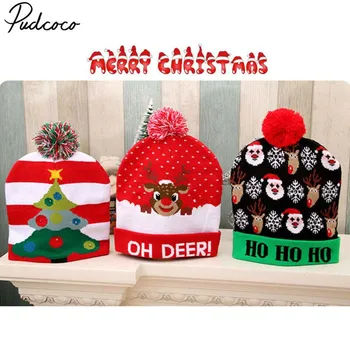 

2020 Brand Christmas Hat Santa Claus Reindeer Snowman Cap Xmas Décor Kids Winter Warm New Knit Hat Gift For Kids Baby Costume
