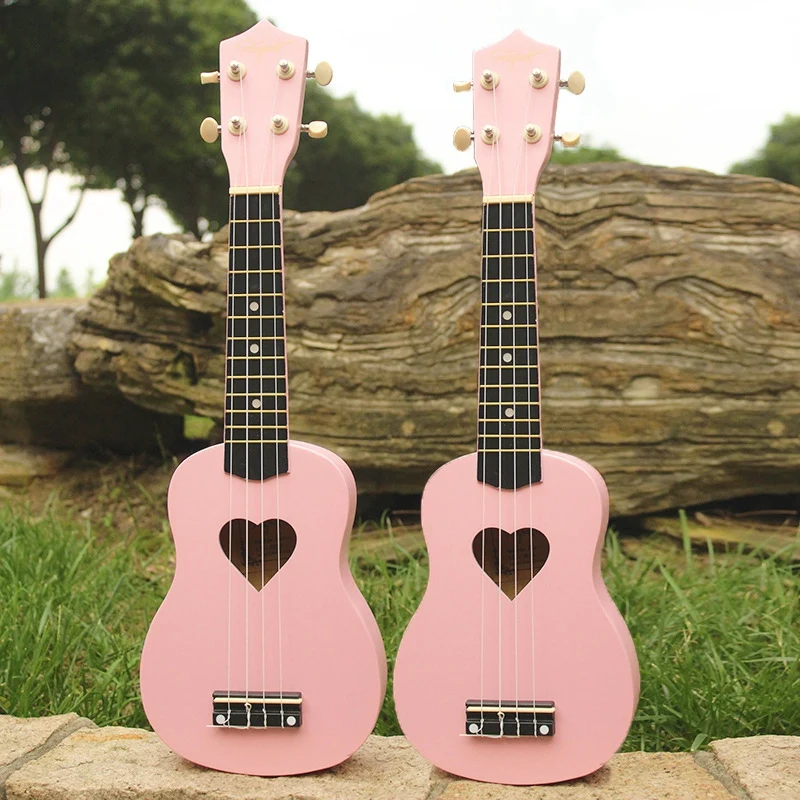 Прямая поставка-Mcool сопрано укулеле розовый 21 дюймов 4 струны Ukelele дешевые Гавайские мини-гитары в форме сердца тон отверстие липа дерево