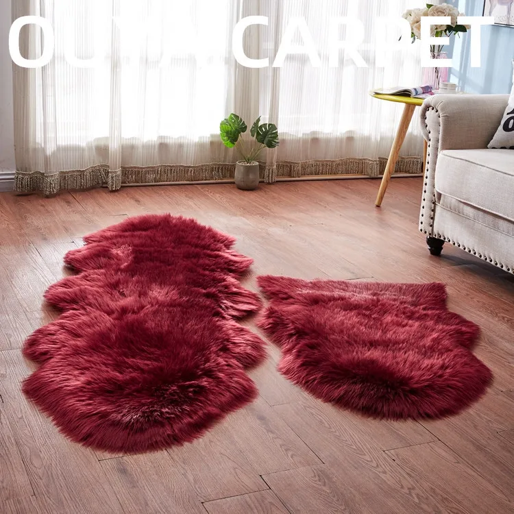 rose red Меховой ковер Sholisa для гостиной, меховой ковер Carpert для спальни Carpert из овчины 6 см, пушистый ворс для гостиной, домашний декор - Цвет: rose red