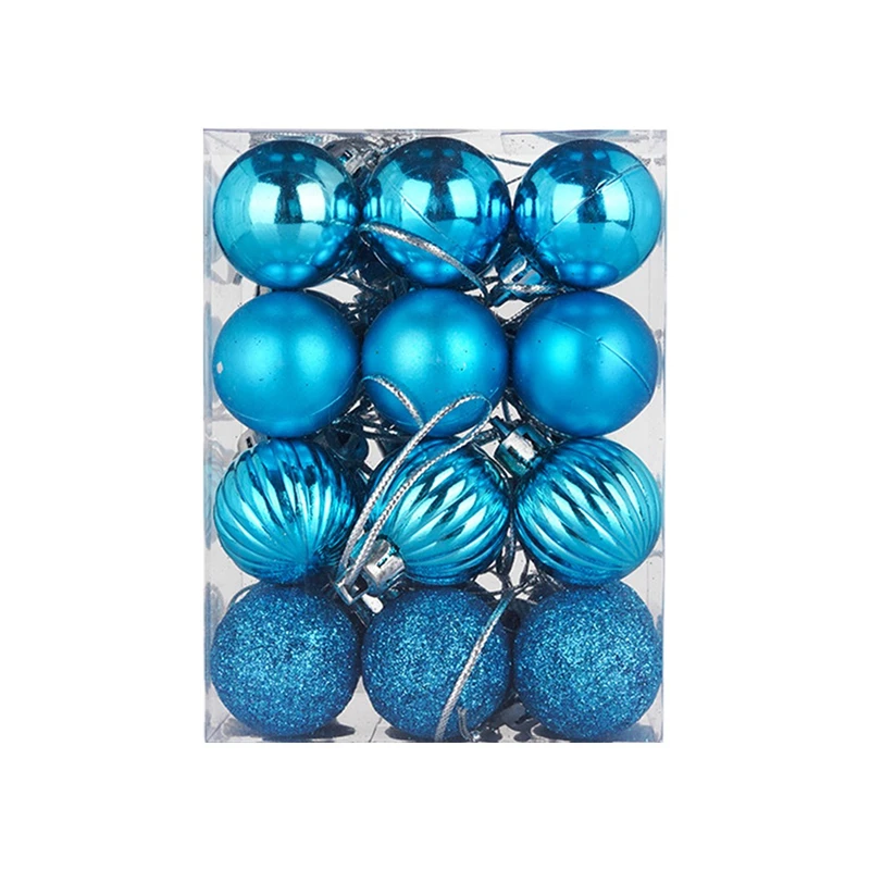 24 шт. 30 мм Рождественская елка шар-безделушка подвесное праздничное Рождественское украшение для дома Декор и цена Boule de noel - Цвет: Sky Blue