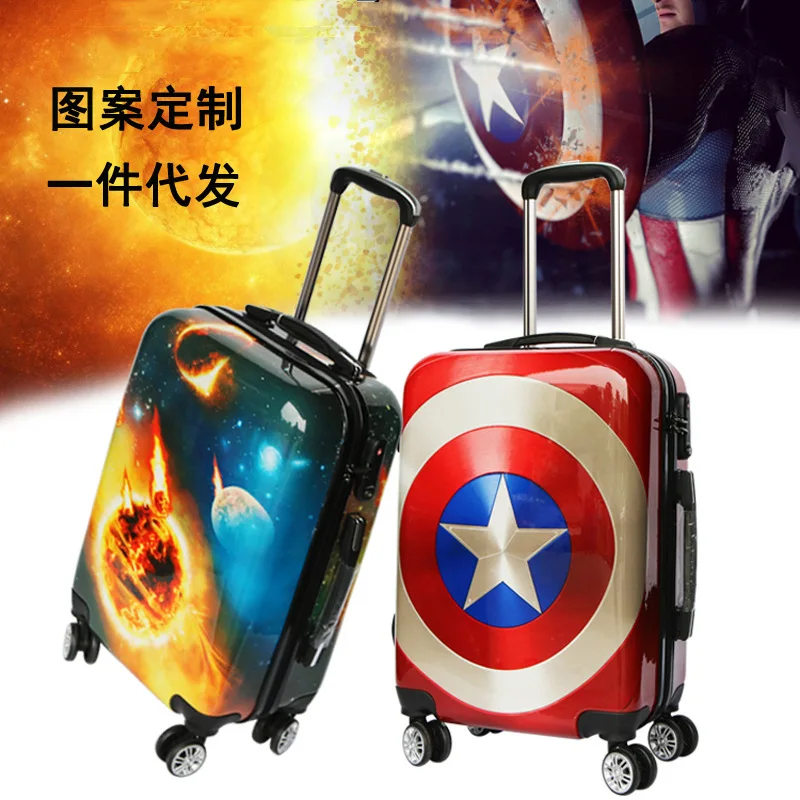 

America Captain PC Pattern CHILDREN'S Cartoon Travel Lugguge Customizable Logo Universal Wheel Gift Travel Trolley