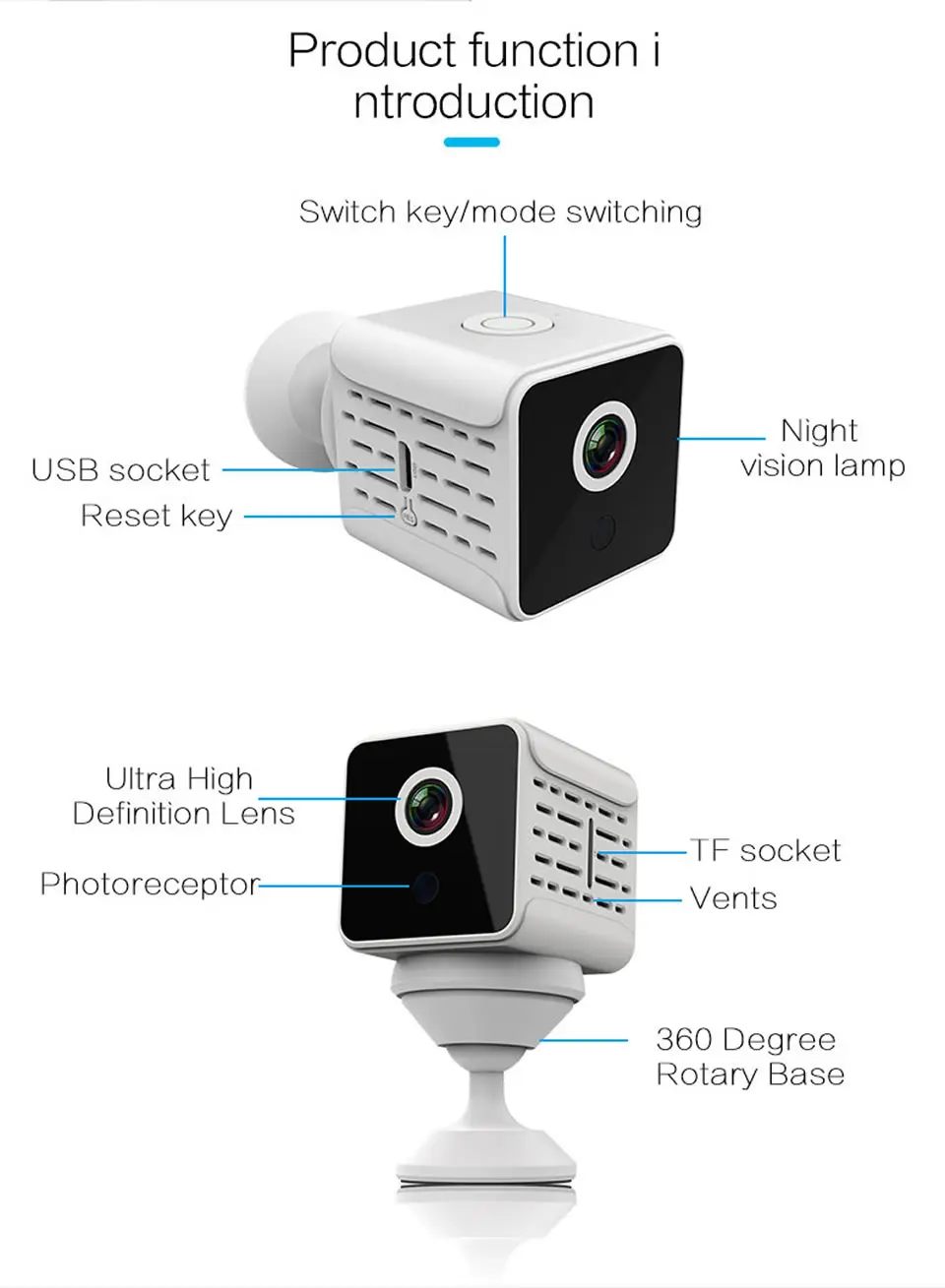 Electop Мини WiFi камера 1080P ИК ночного видения Домашняя безопасность ip-камера CCTV Обнаружение движения Беспроводная радионяня DVR видеокамера