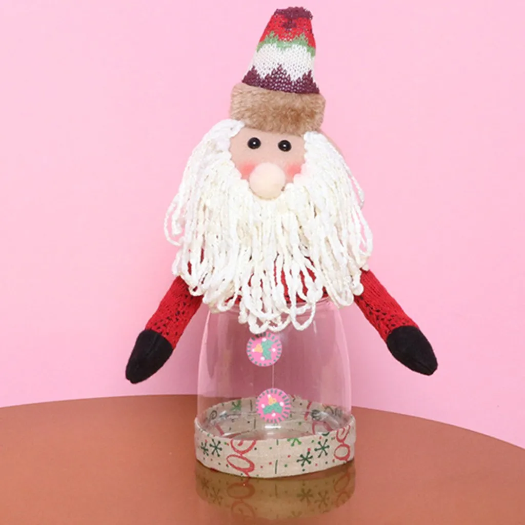 Cute Christmas Candy Storage Can Decor For Home Gift Biscuits Food Storage Jar Snowman Candy Gift Bags#ES
