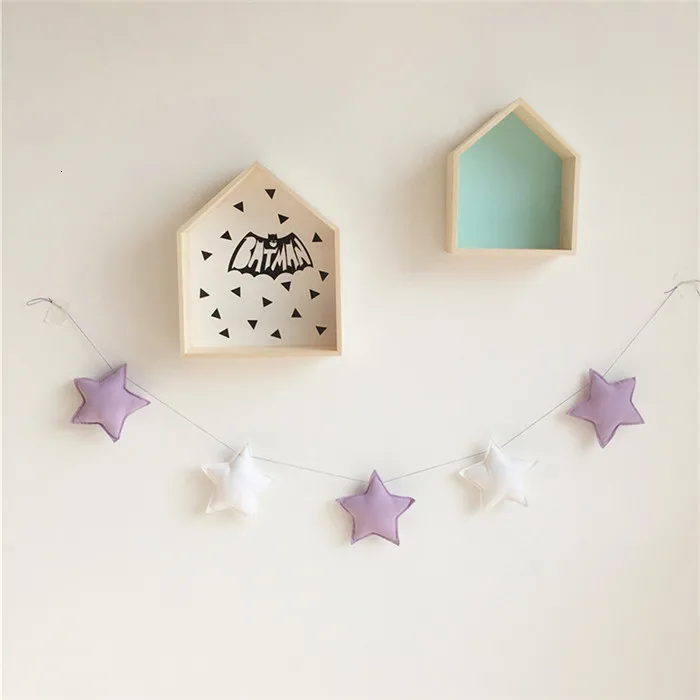 Purple White 5 шт./компл. Star подвесная Гирлянда Вымпел Nordic Стиль украшение для детской комнаты, баннеры для подарок для девочек орнамент ремесла реквизит для фотосессии - Цвет: Purple White