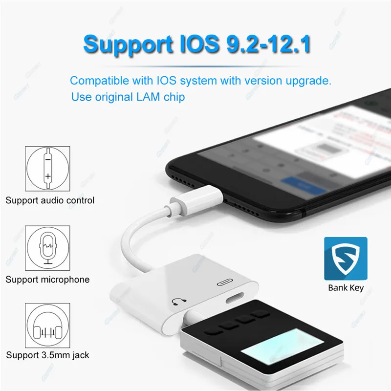 2 в 1 аудио зарядное устройство адаптер для наушников iPhone 11 X мобильного телефона с