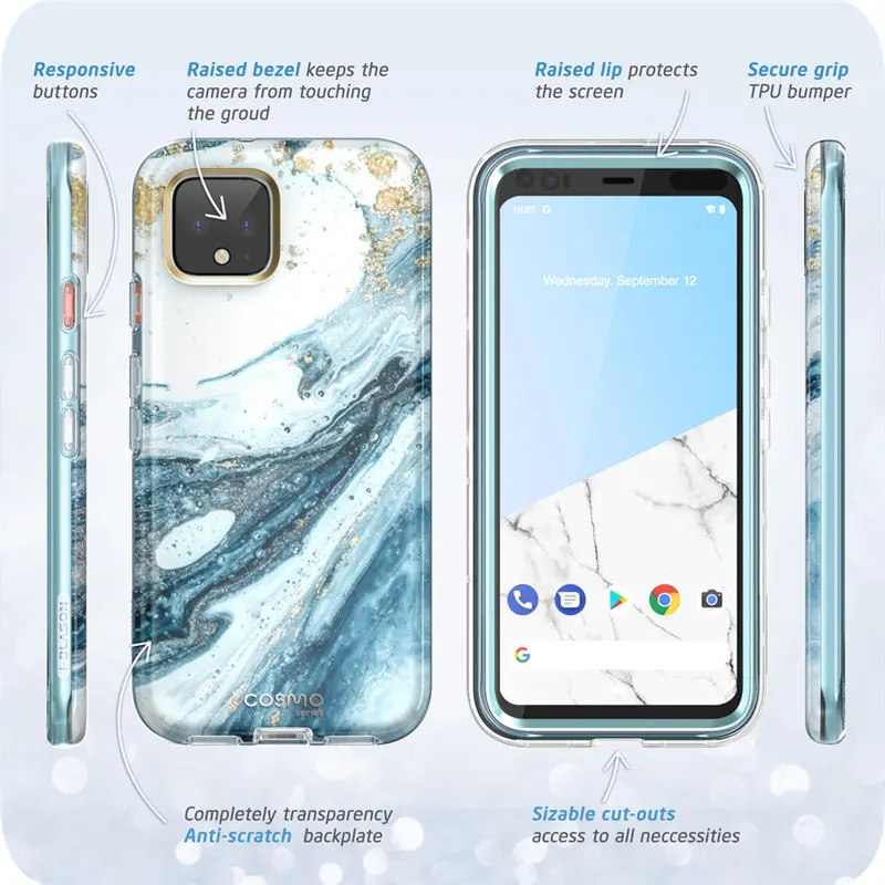 I-BLASON для Google Pixel 4 Чехол 5,7 дюймов() Cosmo полный корпус блестящий Мраморный бампер чехол со встроенной защитной пленкой