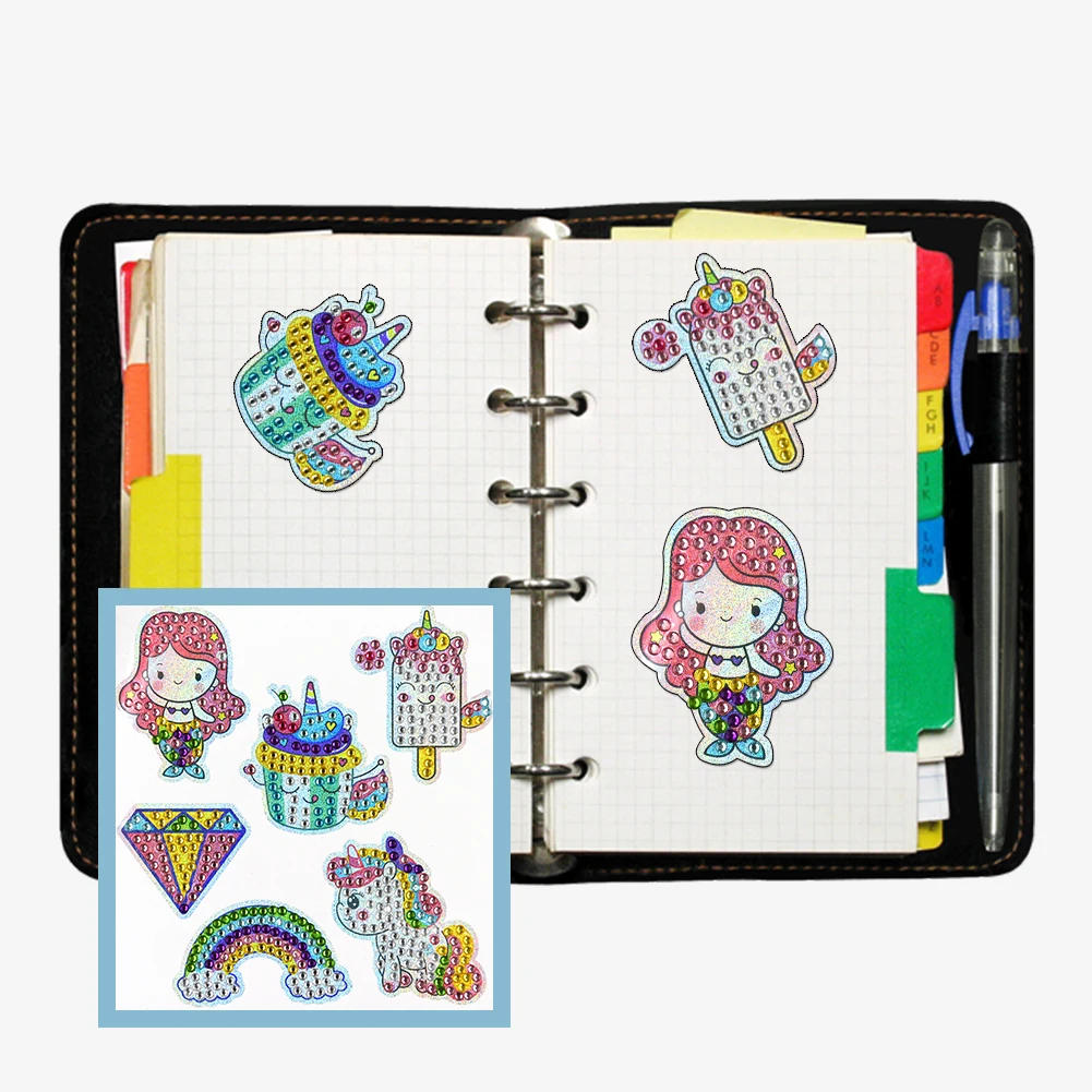 New diamond painting stickers for children, 5D DIY diamond painting kit, diamond embroidery free sticker kit, easy DIY mosaic