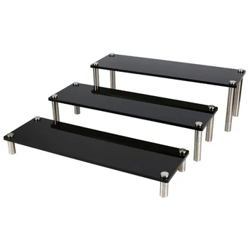 

New-3PCS Acrylic Display Rack Rectangular Black Acrylic Dessert Rack Cosmetic Display Rack