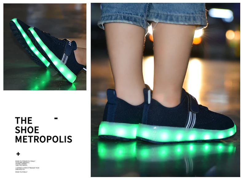Размер 25-37, детская обувь для мальчиков с usb-зарядкой, с подошвой, детский светодиодный светильник, светящиеся кроссовки для девочек, детская обувь с подсветкой