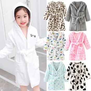 

Baby pajamas Toddler Baby Boys Girls Hooded Thick Warm Flannel Bathrobe Night-robe Pajamas детская пижама Pijama bebe invierno