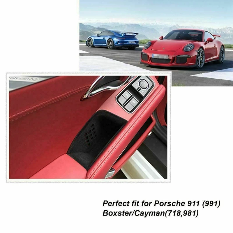 2Pcs Black Door Armrest Organizer Storage Box for Porsche 911 Boxster Cayman 2013-