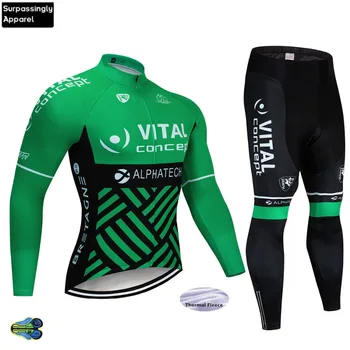 

2020 Winter Thermal Fleece Green VITAL Maillot Ropa Ciclismo Cycling Clothing Set Invierno MTB Bicycle Jersey Set Bike Clothing