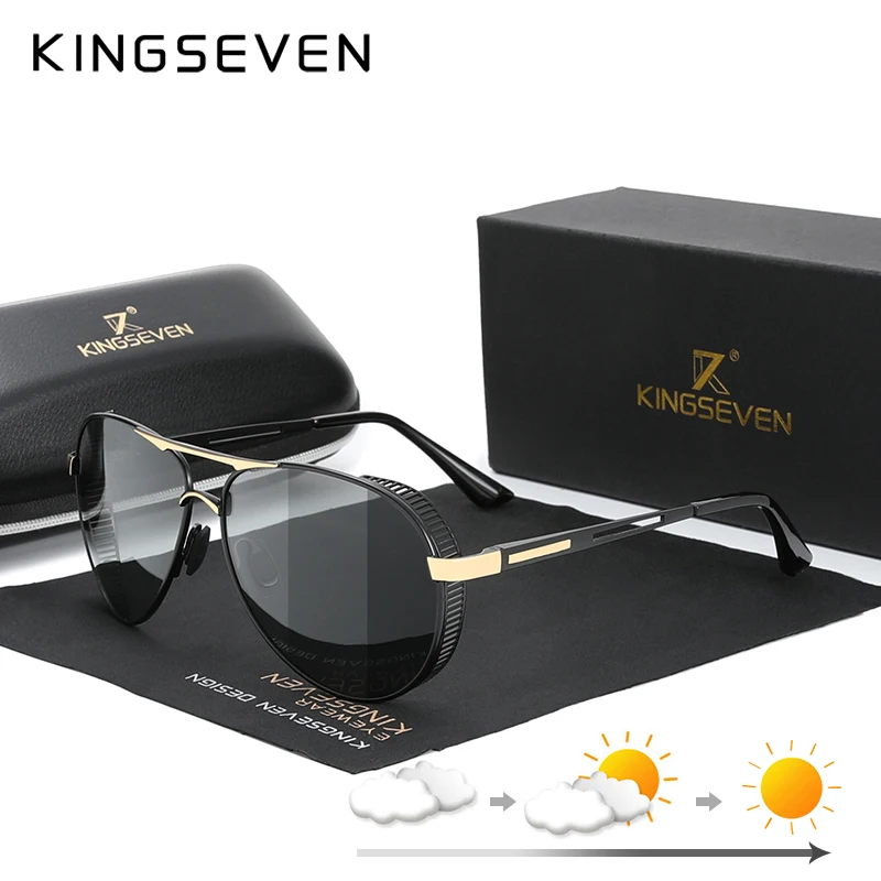 KINGSEVEN мужские алюминиевые солнцезащитные очки фотохромные с поляризованными