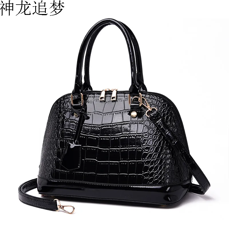 

female Shell small bag Women PU leather totes bag handbags European American fashion crocodile pattern shoulder Messenger bag