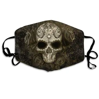 

NiYoung Breathable Anti Dust Mouth Mask with Adjustable Earloop, Warm Windproof Reusable Washable Half Face Mask, Vintage Skull