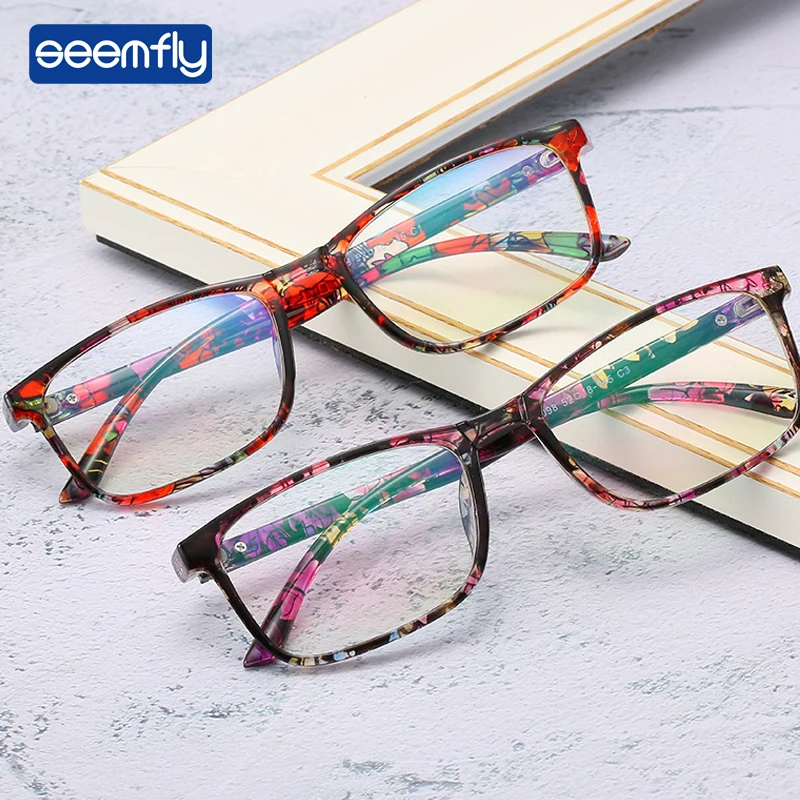 

Seemfly Vintage Square Frame Glasses Frame Women Men Oversized Transparent Eyeglasses Frames Myopia Glasses Male Female Eyewear