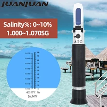 Salinometer портативный Соленость метр соленый рефрактометр концентрации 0-10% Halometer соленый рассол с ATC скидка 42