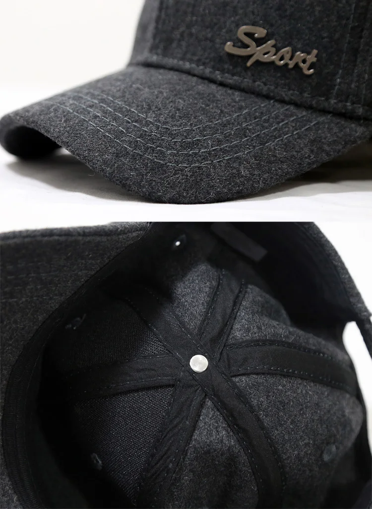 Зимние теплые фетровые шапки для папы, Мужская Шерстяная кепка большого размера плюс, бейсбольная кепка s 56-60 см 60-65 см