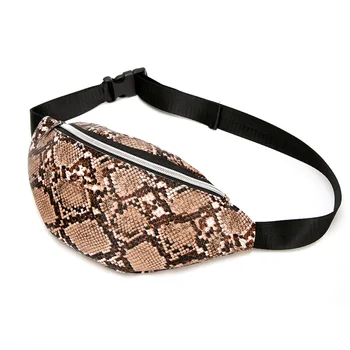 

Women Snake Printing Waist Packs Ladies Fanny Pack Chest Bag Pouch Travel Hip Bum Bag Women Small Purse PU Leather Belt bag