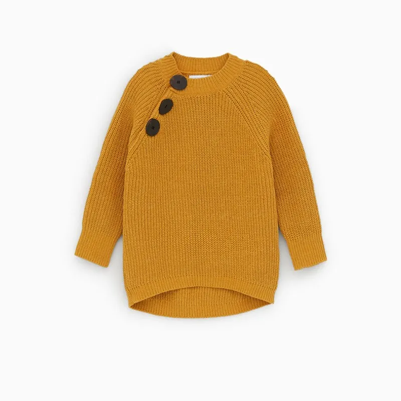Свитера для маленьких девочек осенне-зимний вязаный свитер Одноцветный теплый свитер ярких цветов для детей от 1 до 6 лет - Цвет: Цвет: желтый