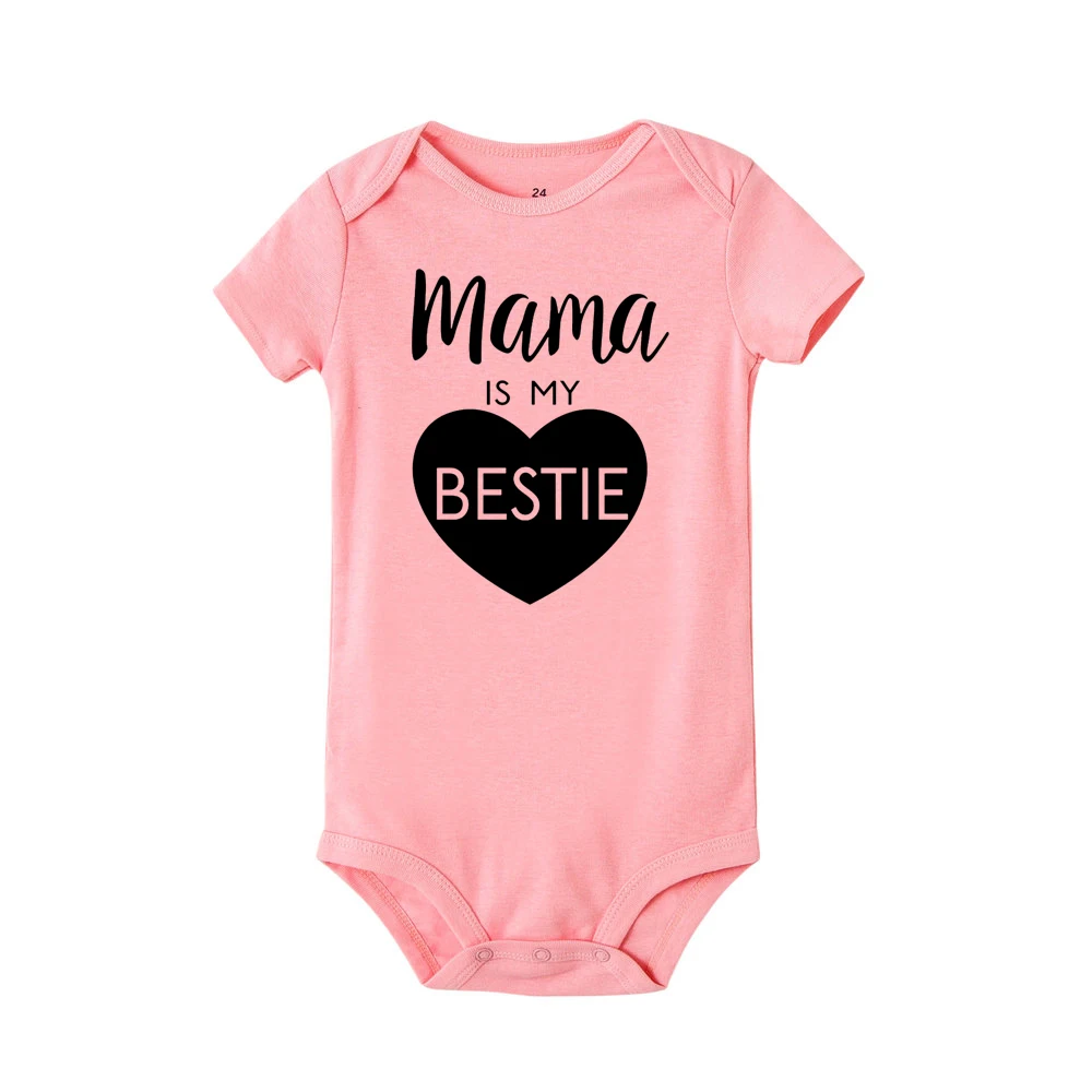 Mama Is My Bestie/Летний комбинезон для маленьких мальчиков и девочек; забавная одежда унисекс для новорожденных; Модный комбинезон с короткими рукавами для малышей