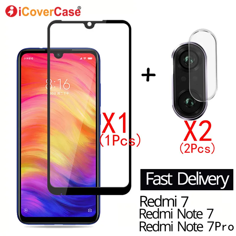 

2Pcs Camera Tempered Glass Film And Front Glass For Xiaomi Redmi Note 7 8 Pro A Case Mobile Accessory Back Camera Protector Lens