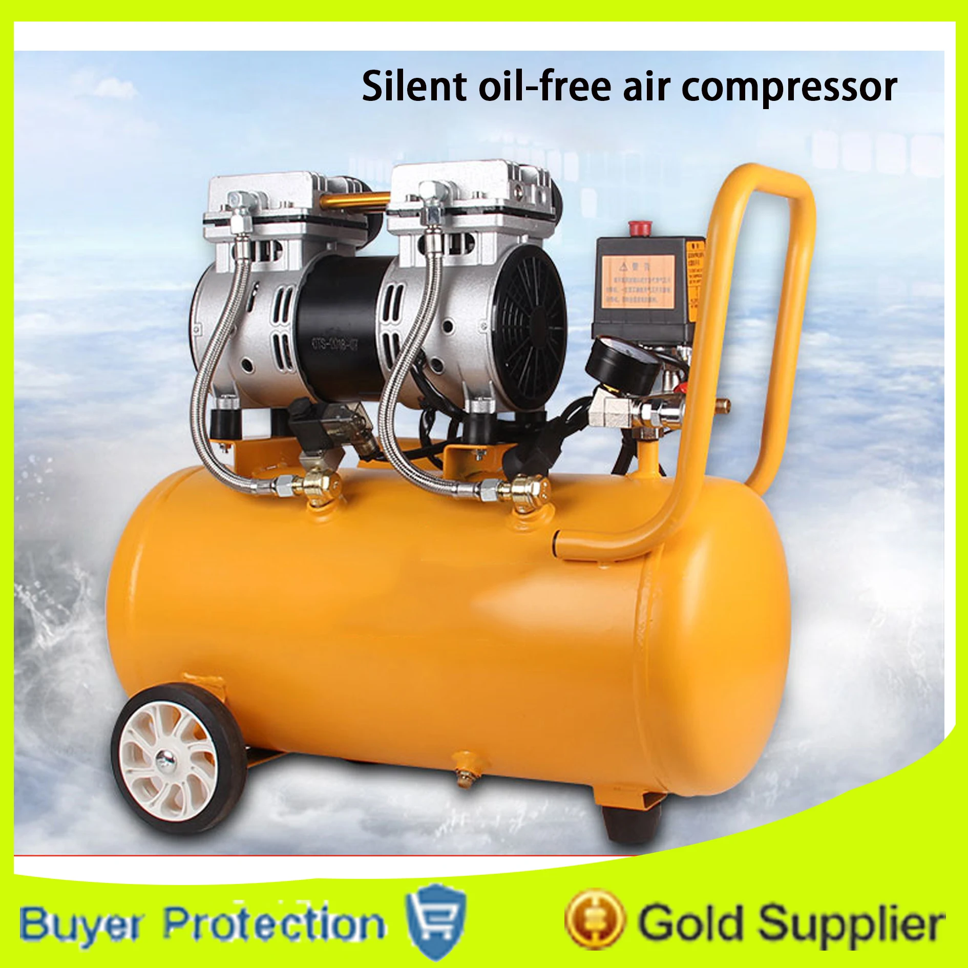 

Air Compressor Oil Free Low Noise Silent Oil-free Pump For Pneumatic Part Cylinders Filling Machine Free Shipping 1000w 30L Tank