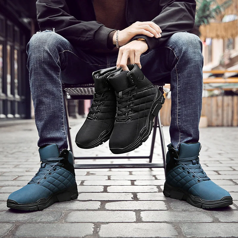 

Men Lace Up High Top Winter Warm Shoes Casual Breathable Ankle Boots for Outdoor K2