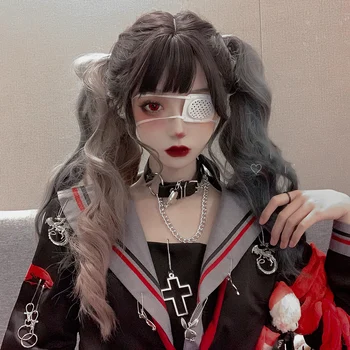 

TALANG Lolita 63CM Women Long Wavy Ombre Cute Sweet Girl Pink blue gradient Bangs Heat Resistant Synthetic Anime Cosplay Wig