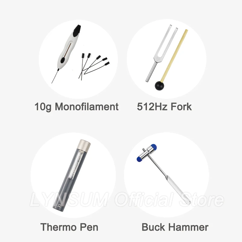 6 in 1 Medical Diabetic Monofilament Sensory Tester Foot Nerve Needle Hammer Pen Filament Neurological Diagnostic Test Tool Kit