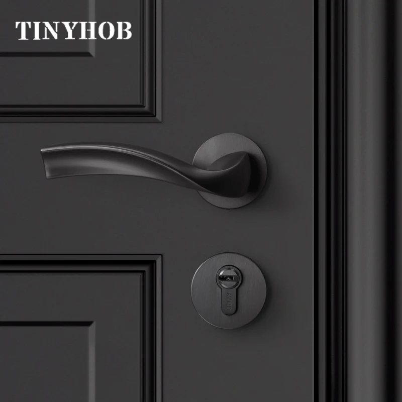  Simple Zinc Alloy Waved Handle Interior Door Lock for Bedroom/Kitchen European Style Anti-theft Roo - 4000617293271