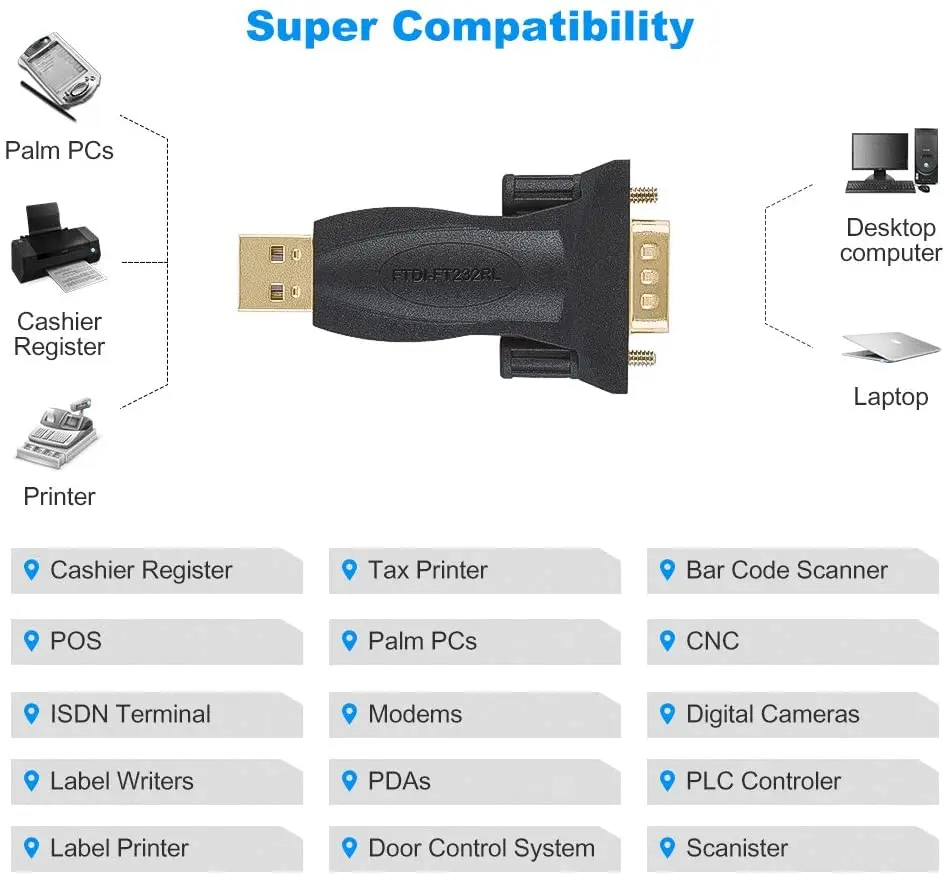 Адаптер USB RS232 с чипсетом FTDI последовательный конвертер Male DB9 для кассового